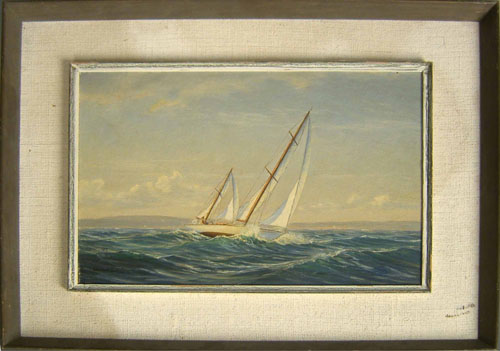 Appraisal: Oil on board coastal scene signed Hangelman x together with