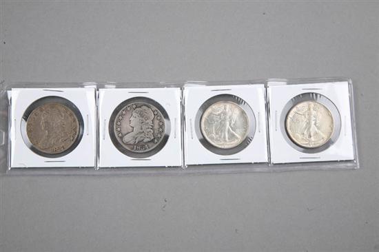 Appraisal: FOUR EARLY HALF DOLLARS capped bust half dollar capped bust