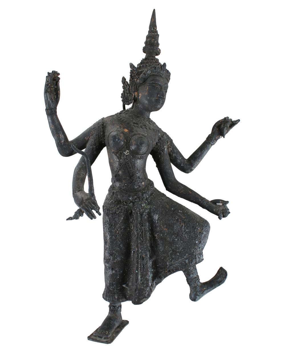 Appraisal: THAI METAL FIGURE OF A DANCERCondition traces of gilding remaining