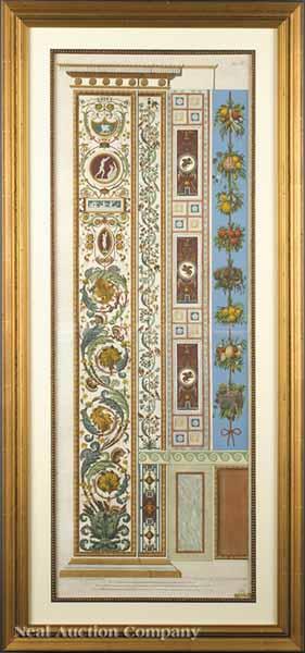 Appraisal: A Group of Two Hand-Colored Engravings of Architectural Panels after