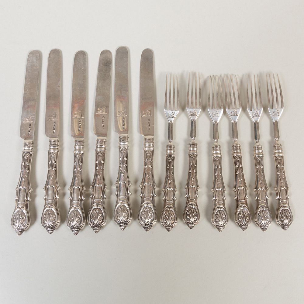 Appraisal: Set of Six Victorian Silver Fruit Knife and Fork Sets