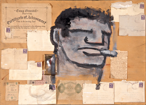 Appraisal: Robert Loughlin American b Untitled Mixed media with collage on