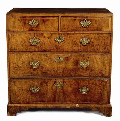 Appraisal: A George II walnut chest the caddy moulded edge top