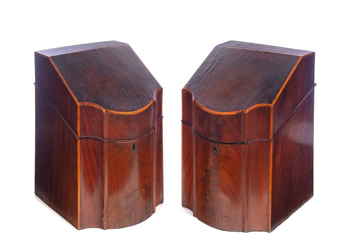 Appraisal: th Century Mahogany Knife Boxes Early Georgian Mahogany Knife Boxes