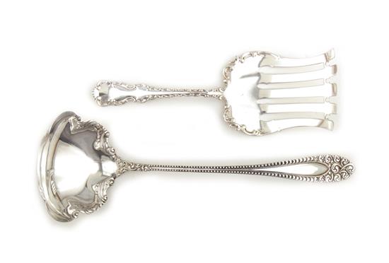 Appraisal: American sterling asparagus server and ladle Whiting Louis XV server