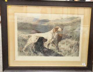 Appraisal: Two colored dog engravings The First Taste with puppies playing