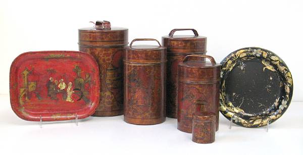 Appraisal: A graduated set of five t le canisters and two