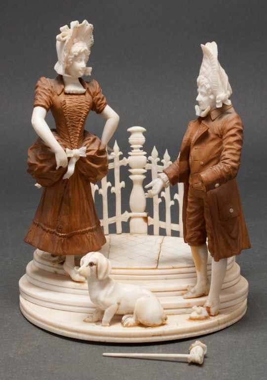 Appraisal: Continental probably German carved ivory and boxwood figural group second