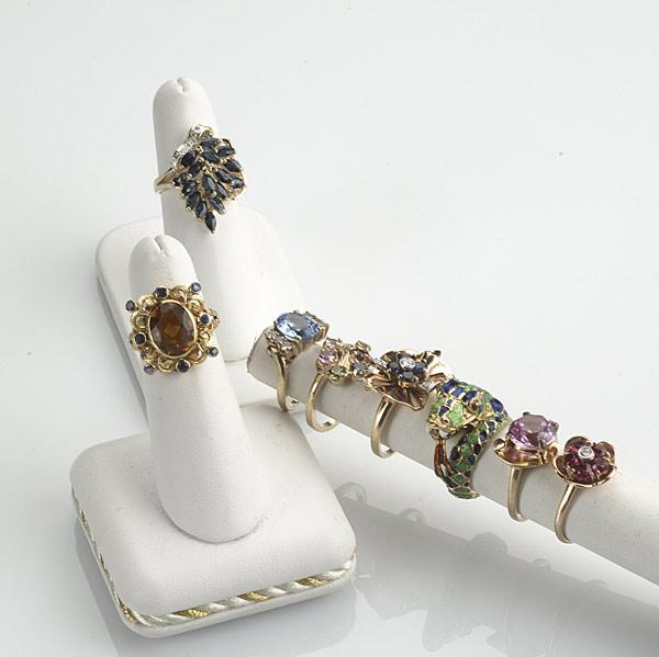 Appraisal: GEM-SET GOLD RINGS Eight pieces in k k or k