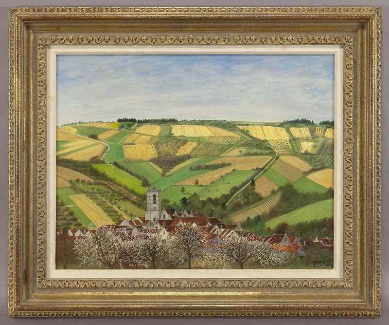 Appraisal: Jean Eve ''Untitled'' oil painting on canvasdepicting a spring landscape