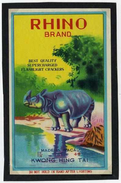 Appraisal: Rhino -Pack Firecracker Label Class Manufactured by Kwong Hing Tai