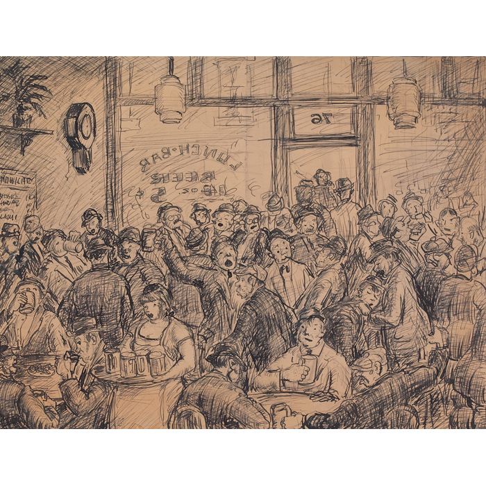 Appraisal: Clyde J Singer American - Philadelphia Saloon pen and ink