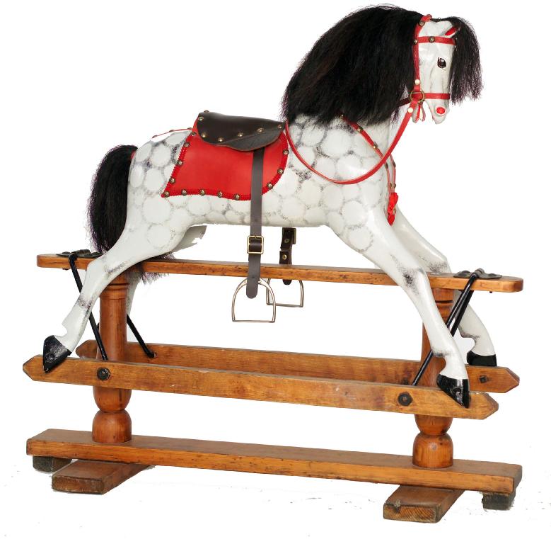 Appraisal: th CENTURY PAINTED ROCKING HORSE with horse hair mane and