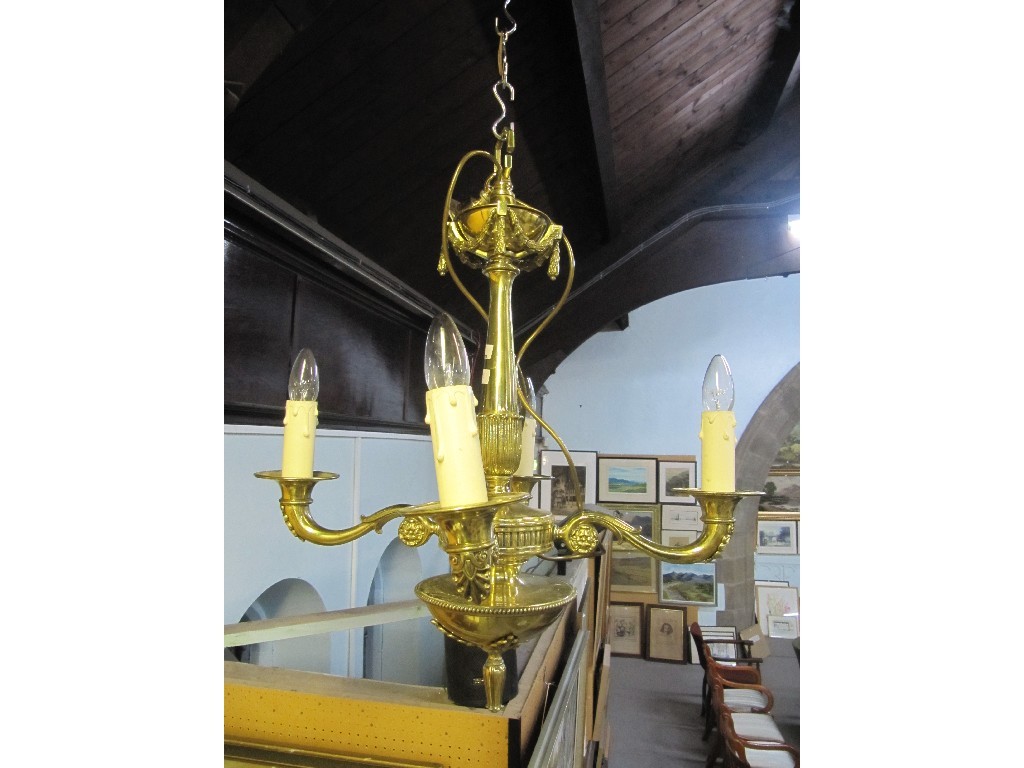 Appraisal: Neo classical style brass four branch ceiling light