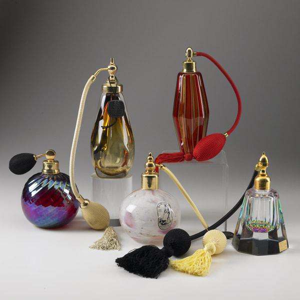 Appraisal: ART GLASS PERFUMES Five atomizers includes Alexandre de Paris and