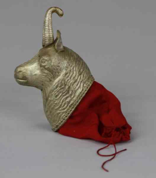 Appraisal: SILVER RAM DRESDEN CANDY CONTAINER Silver ram with extended ears