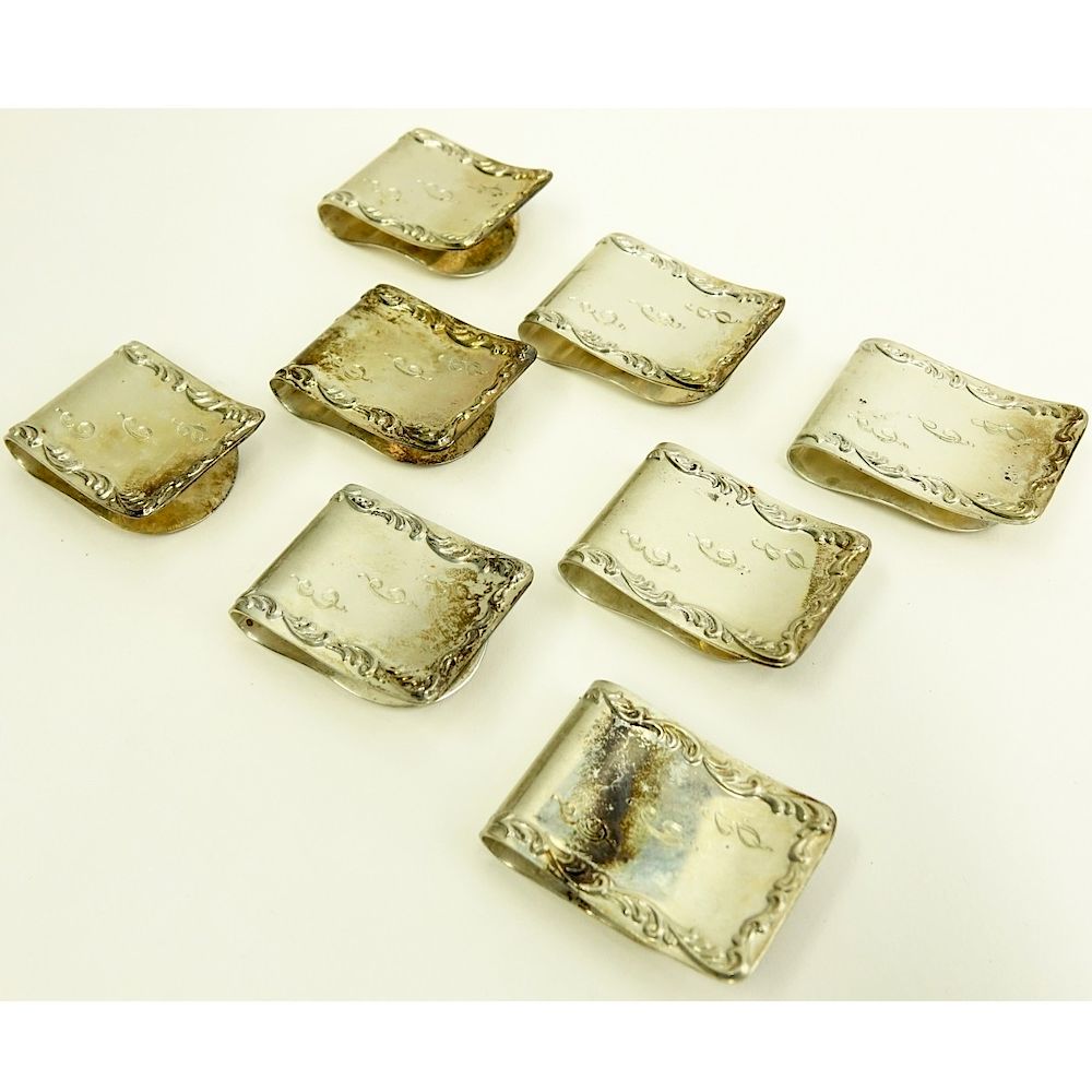 Appraisal: Kirk Son Sterling Napkin Clips Eight Kirk Son Sterling Monogrammed