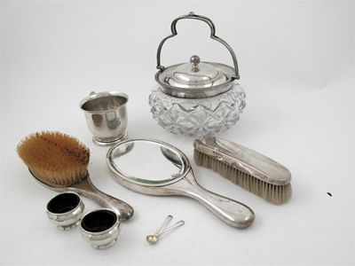 Appraisal: A mixed lot a modern hand mirror clothes brush and