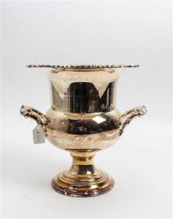 Appraisal: A Silver-Plate Champagne Cooler birks of baluster form with foliate