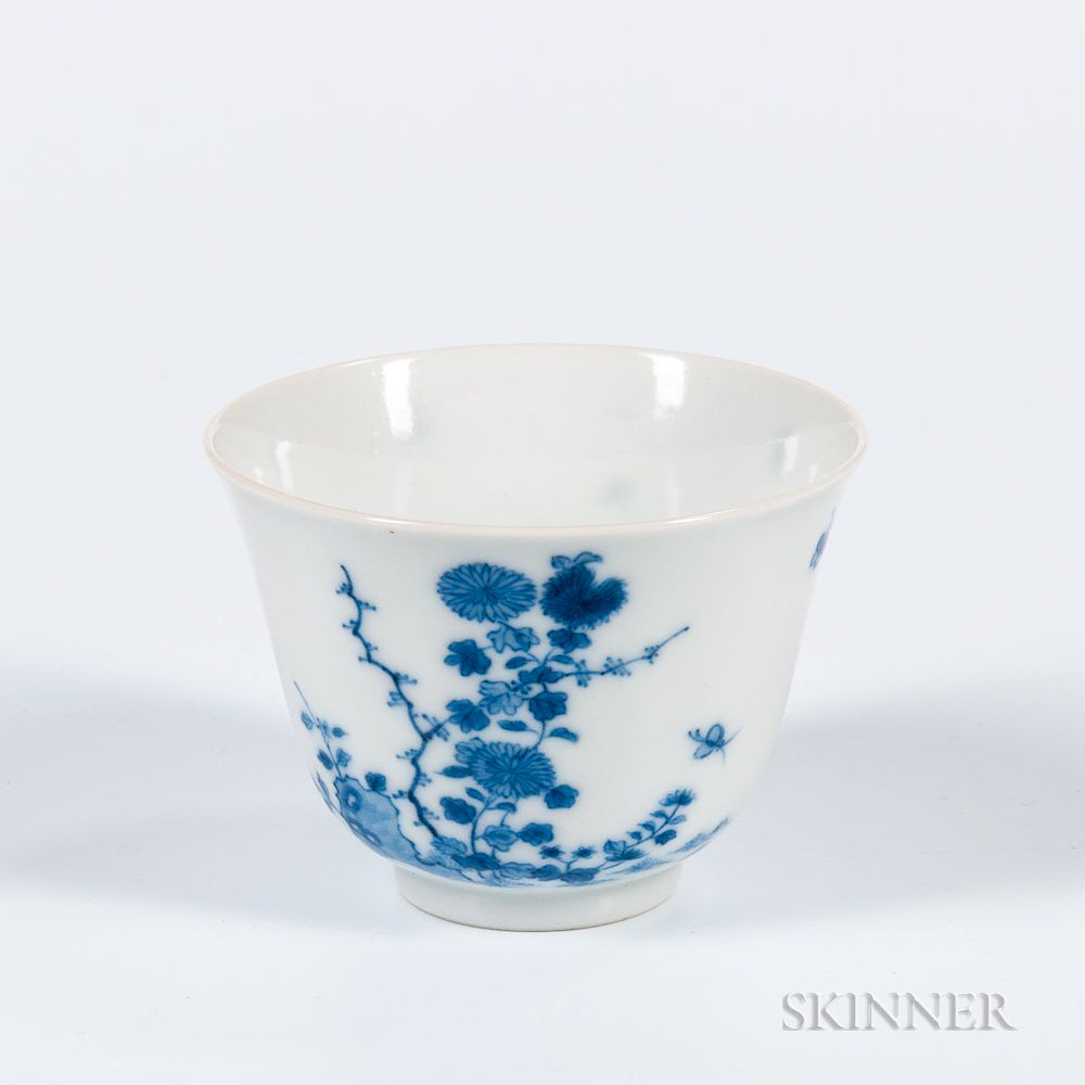 Appraisal: Blue and White Cup Blue and White Cup China upturned