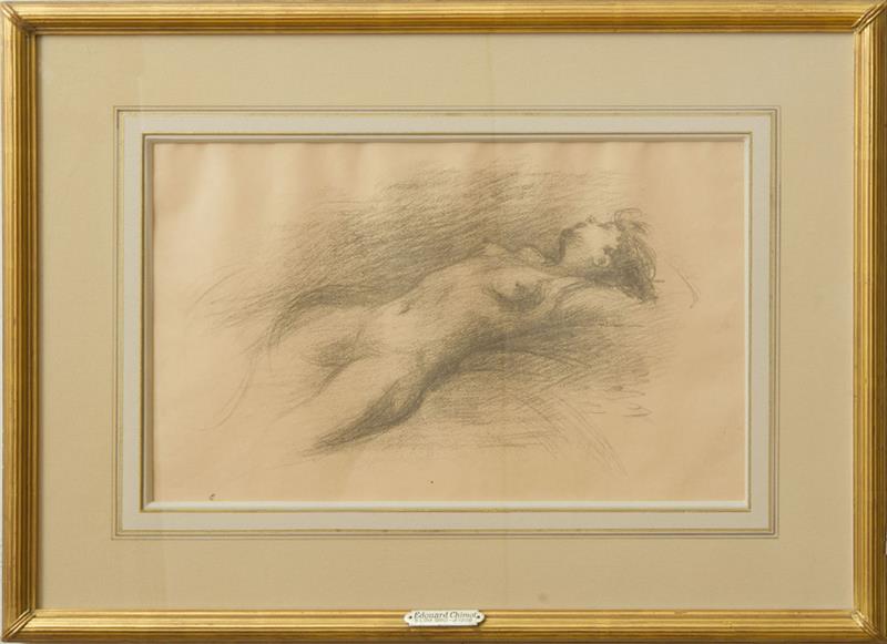 Appraisal: EDOUARD CHIMOT - RECLINING FEMALE NUDE Lithograph in black on