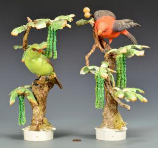 Appraisal: Pair Dorothy Doughty Scarlet Tanagers Pair Royal Worcester porcelain birds