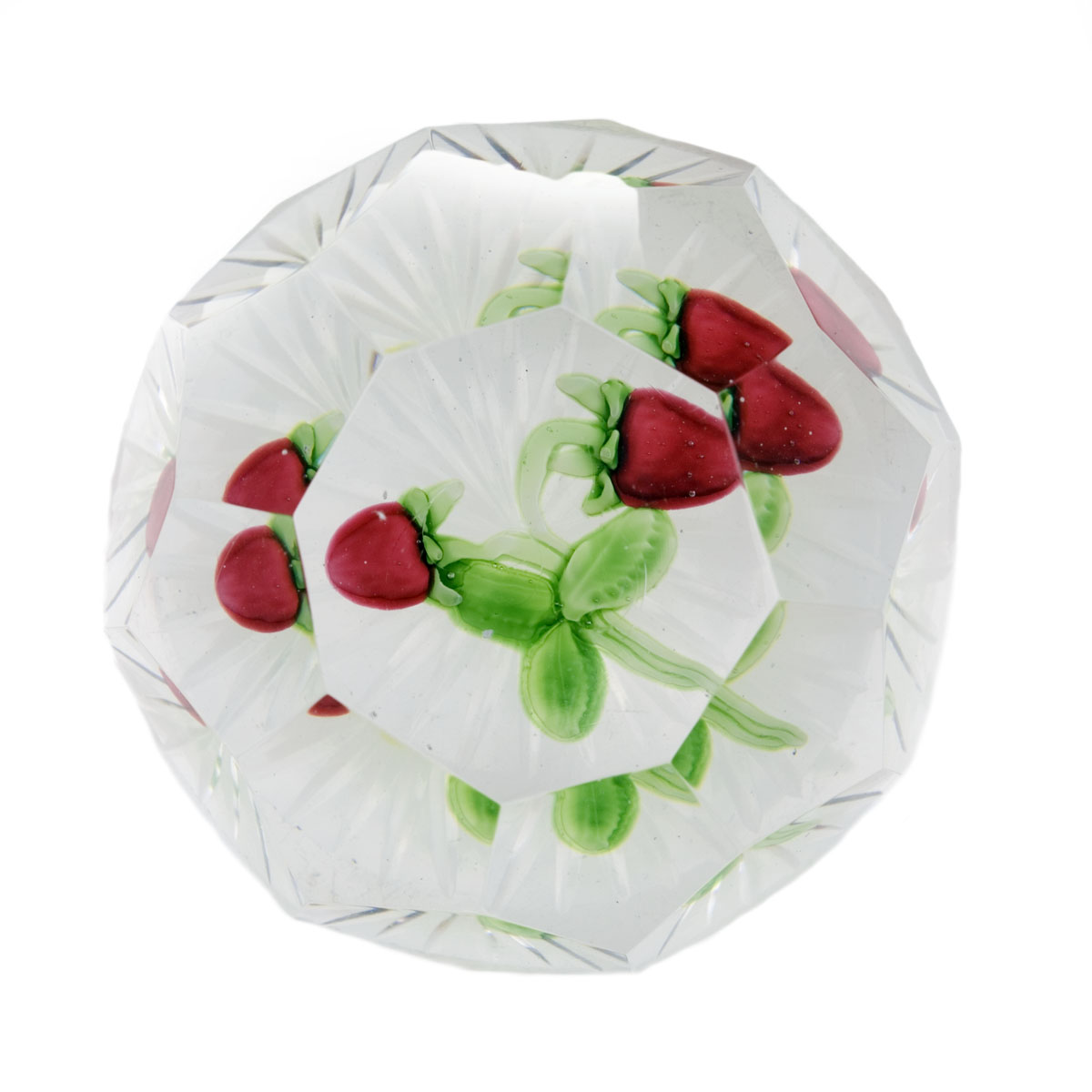 Appraisal: ST LOUIS FACETED STRAWBERRY WEIGHT NINETEENTH CENTURY The clear glass