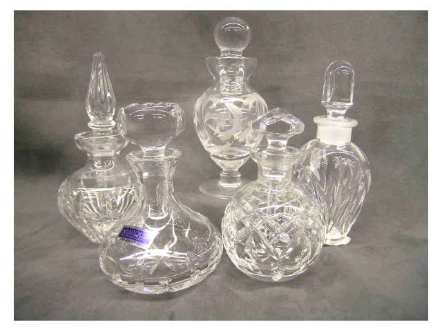 Appraisal: Group of various pattern Waterford perfume bottles five items three