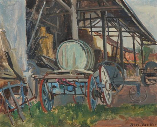 Appraisal: BENJAMIN VAUTIER Swiss - THE WAGON SHED signed lower right