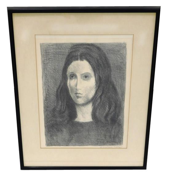 Appraisal: Raphael Soyer Russian-American - lithograph depicting portrait of woman at