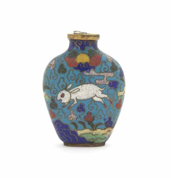 Appraisal: A Cloisonne Enamel Snuff Bottle early Qing Dynasty of compressed