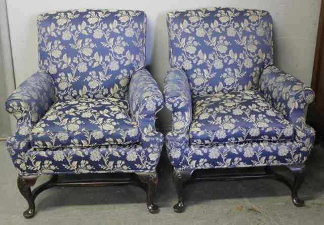 Appraisal: Pair of Mid th Century Georgian StyleUpholstered Chairs With down