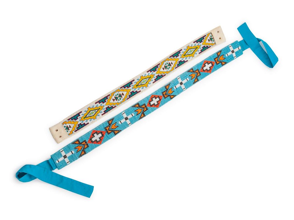 Appraisal: Two Loom Beaded Belts hide belt length x width inches