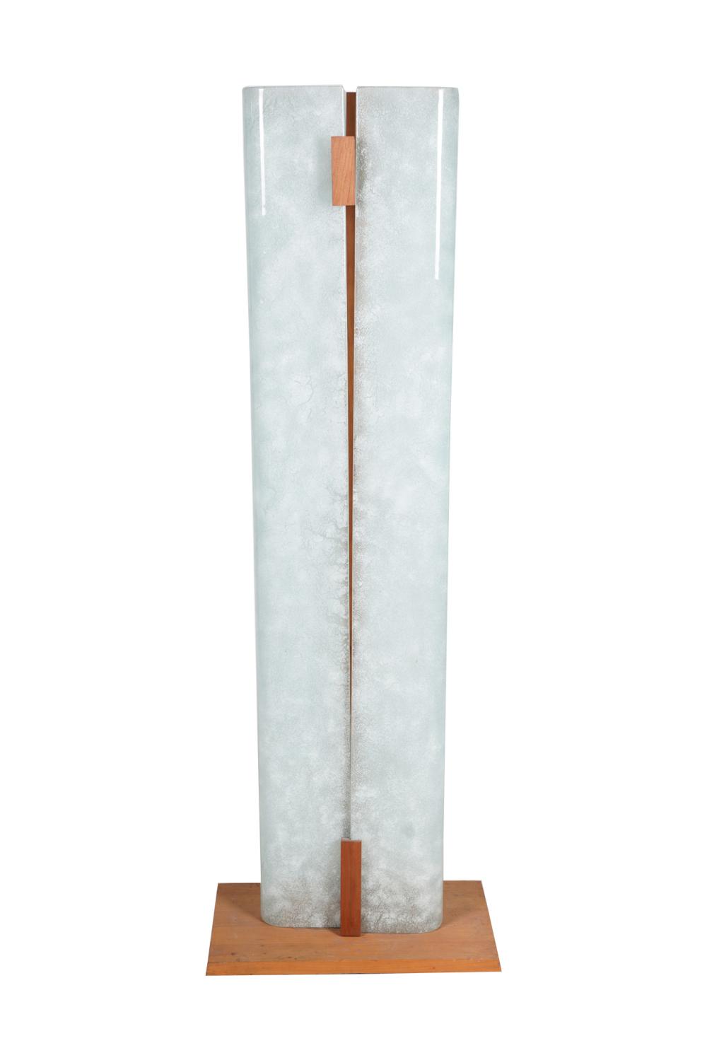 Appraisal: MODERN TEAK FROSTED GLASS FLOOR LAMPthe base x inches total