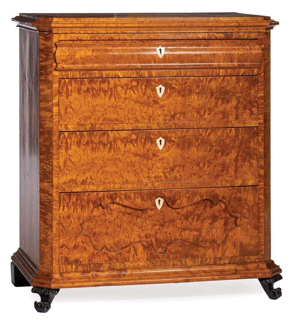 Appraisal: Antique Biedermeier Maple Chest of Drawers late th c inset