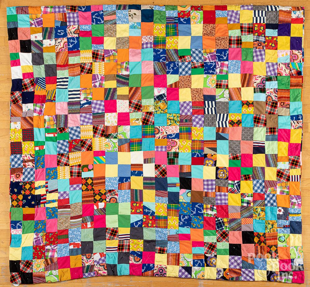 Appraisal: Colorful block pattern quilt Colorful block pattern quilt x Competitive