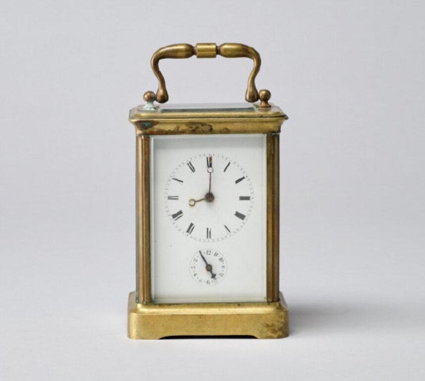 Appraisal: BRASS CARRIAGE CLOCKA brass cased carriage clock with alarm bell