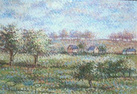 Appraisal: Paul Emile Pissarro French - Granges dans un Champ Verdoyant