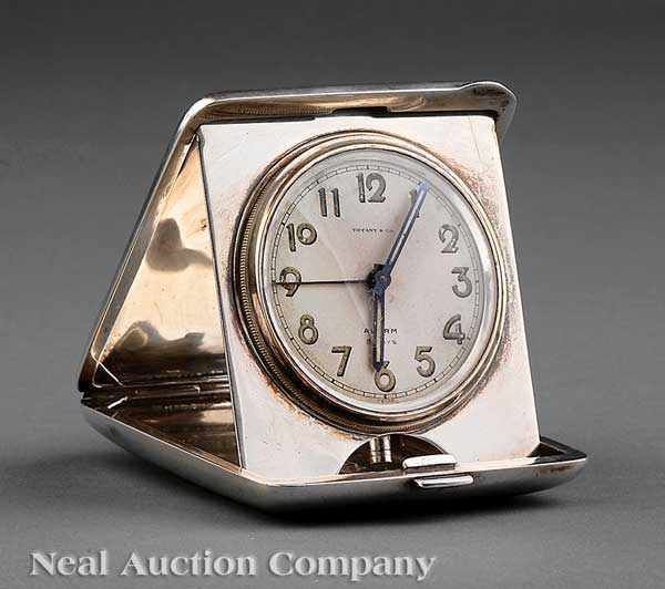 Appraisal: A Tiffany Co Sterling Silver Alarm Clock c case monogrammed