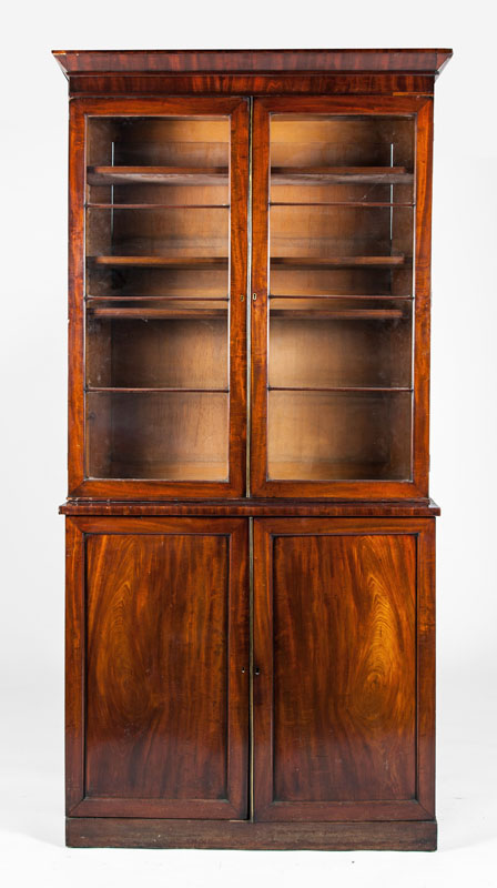 Appraisal: LATE GEORGE III MAHOGANY BOOKCASE Lower section fitted with two