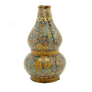 Appraisal: A Cloisonn Enamel Conjoined Vase Late th Early th Century