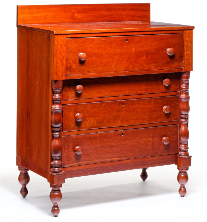 Appraisal: AMERICAN TRANSITIONAL CHEST Second quarter th century cherry with poplar