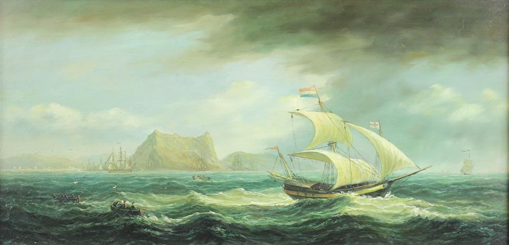 Appraisal: TH CENTURY SHIP ENTERING STORM Oil on panel x in