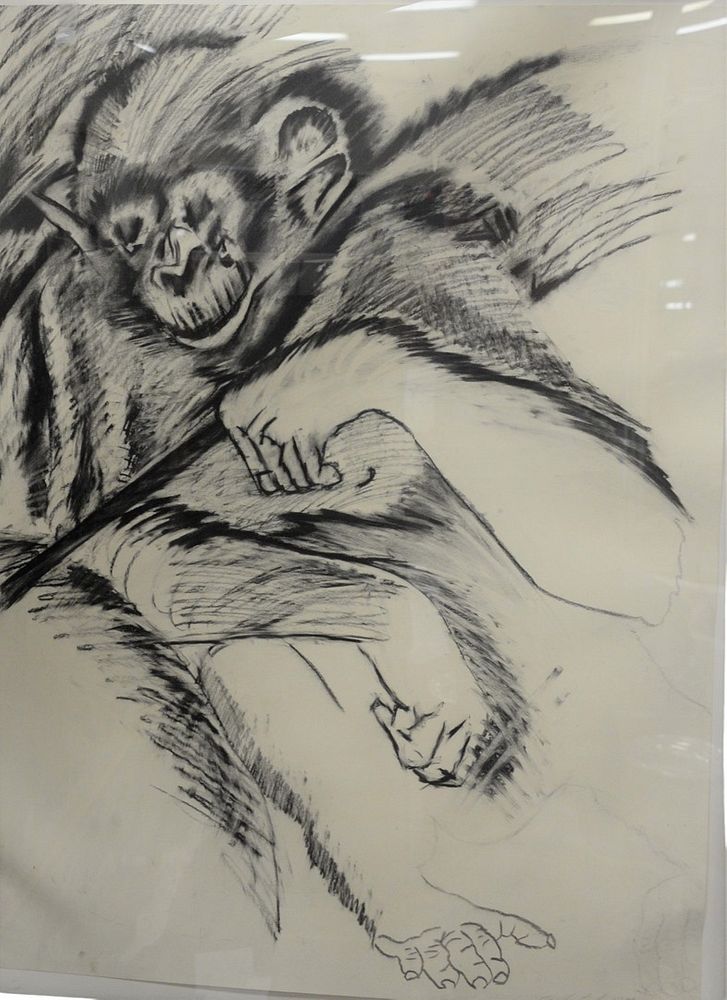 Appraisal: Bill Copley American b Untitled Chimpanzee charcoal on paper signed