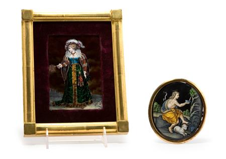 Appraisal: Two Framed Limoges Style Copper Enamel Portrait Miniatures Estimate -