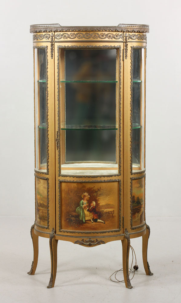 Appraisal: - French Vitrine French vitrine with ormolu mounts and hand