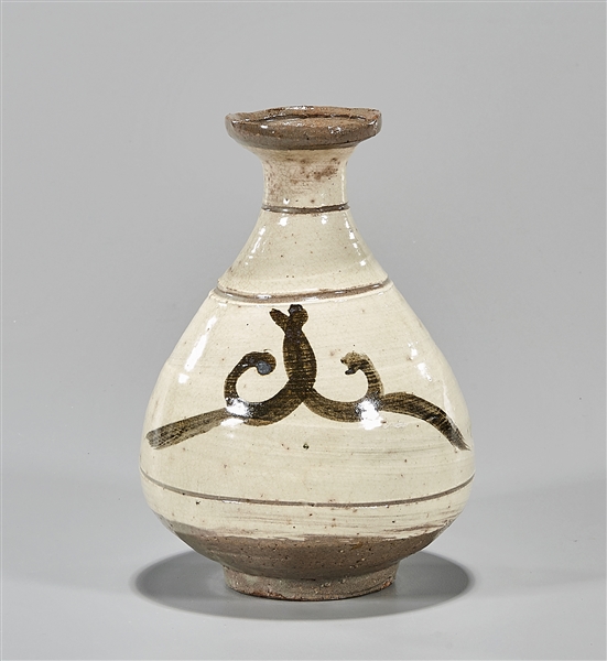 Appraisal: Korean white glazed wine vessel x approx