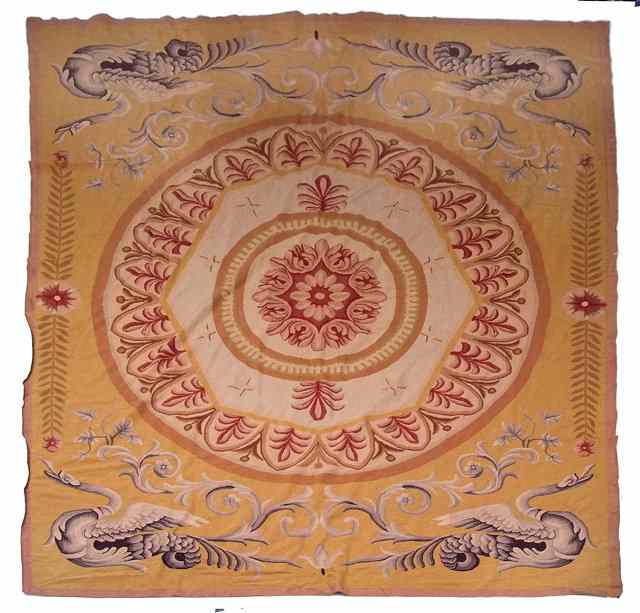 Appraisal: AN AUBUSSON STYLE NEEDLEWORK CARPET OR WALL HANGING decorated with