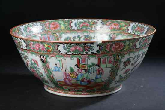 Appraisal: CHINESE ROSE MEDALLION PORCELAIN PUNCH BOWL th century - in