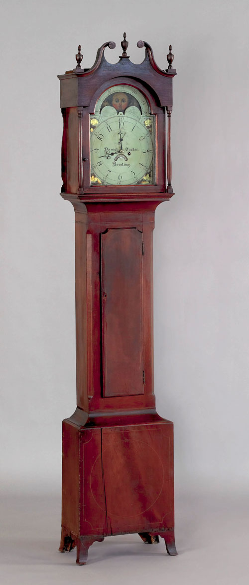 Appraisal: Pennsylvania Federal walnut tall case clock ca the broken arch